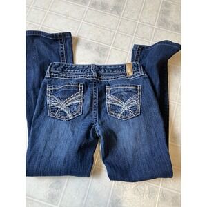 Maurices Low rise White Stitch Jeans 3/4 Regular Dark blue wide leg